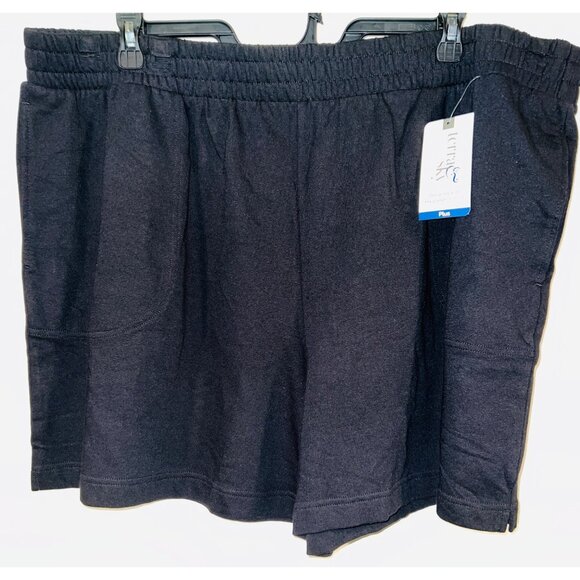 Terra & Sky 3X (24w-26w) Womens Plus Size Black Pull-On Shorts With Pockets - Picture 1 of 2